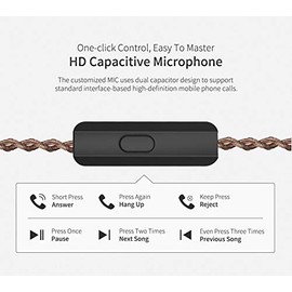 Linsoul 3.5mm Plug 2 Pin Detachable OFC Braided Cable for KZ ZS10 Pro Earphones(with mic)