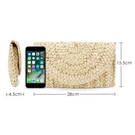 iPobie Straw Clutch Handbags Messenger Bag Woven Retro Women Medium Straw M Straw Straw, Straw