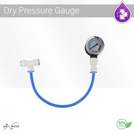 RO 1.5" Dry Water Pressure Gauge x 1/4" Tube Fitting +T Connector Quick (Random Color Tube Will Provide)