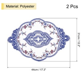 uxcell 2Pack Retro Lace Placemat 12x17-in Oval Embroidered Table Place Mats French Crochet Doilies Coasters Cup Mat for Home Wedding, Dark Blue