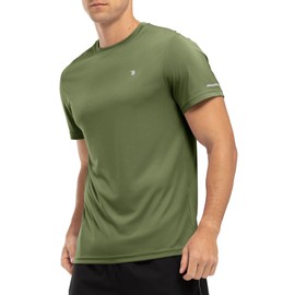 YSENTO Mens Rash Guards UV Swim Tops Rash Vest Quick Dry UPF 50+ Short Sleeve Running Sports Gym Tops(Green,L)