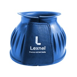Lexnel Rubber Horse Bell Boots – Durable Overreach Protection & Secure Hook-and-Loop Closure (Navy Blue, Large)