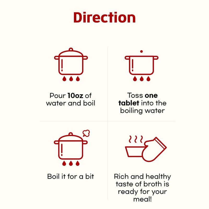 Jwellfood Korean Broth Stock Masterpiece Tablet Spicy Flavor, individual 20
