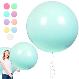 Pack of 6 Macaron Balloons, 36 Inch Tiffany Blue Balloons, Large Giant Round Balloons, XXL Large Latex Balloons for Wedding, Birthday, Christening, Festival, Children's Party (90 cm)