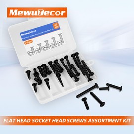 5/16-18 x 3/4", 1", 1-1/4", 1-1/2", 2" Flat Head Socket Head Screw Furniture Bolts Countersunk Connector Screws Assortment Kit, Stainless Steel 18-8 (304), Black Finish, Fully Threaded, 25 PCS