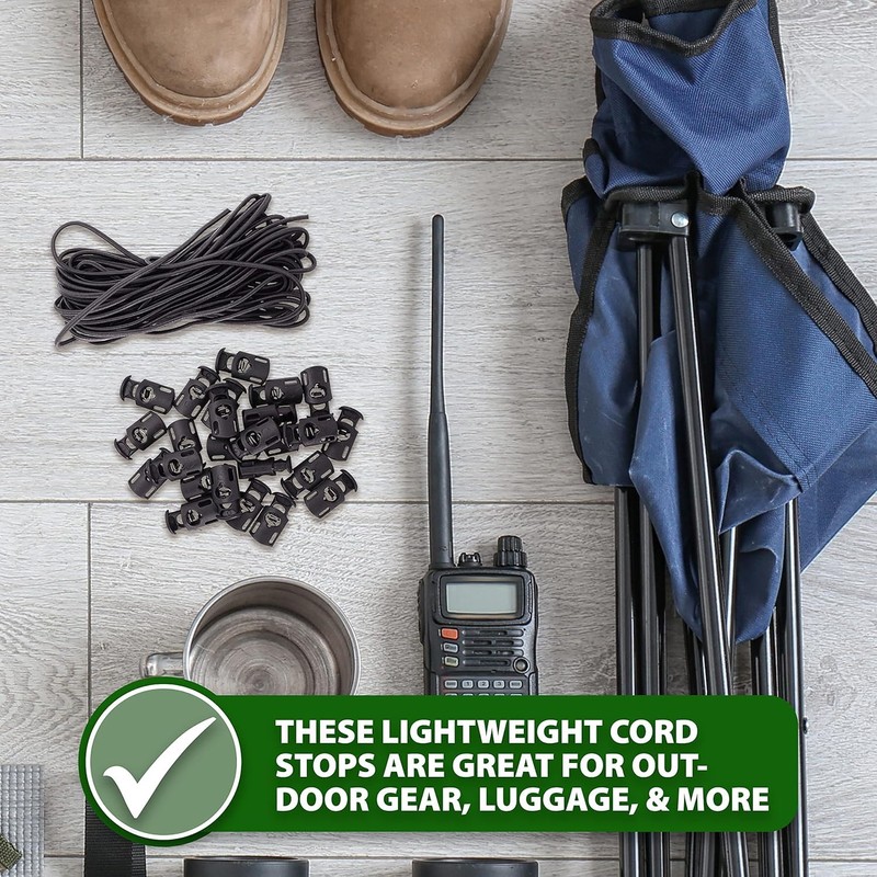 Mandala Crafts Green Shock Cord & Plastic Cord Locks for