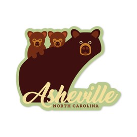 Die Cut Sticker Asheville, North Carolina, Geometric Bear, Contour Vinyl Sticker 1 to 3 inches (Waterproof Decal for Cars, Water Bottles, Laptops, Coolers), Small