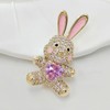CYPINA Adorable Pink Enamel CZ Bunny Rabbit Brooch Pin with