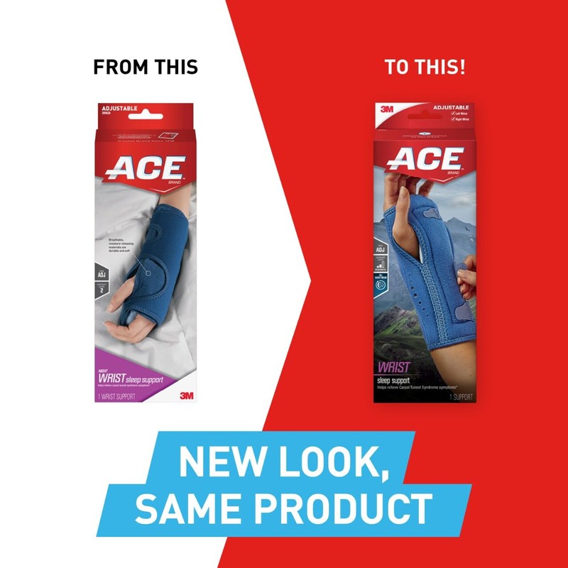 ACE Night Wrist Sleep Support, Adjustable, Blue, Helps Provide Relief