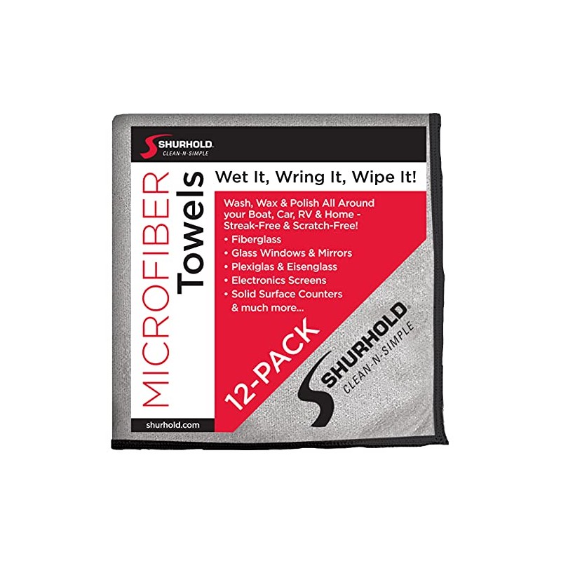 Shurhold Glass & Mirror Microfiber Towels - 12-Pack