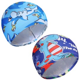 Pack of 2 Swimming Caps for Children Cartoon Swimming Caps Fabric Elastic Swimming Caps Bath Hat for Water Sports Boys Girls Aged 1 to 8 Years (Nice Style)