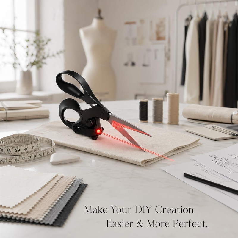 2026 Upgraded Laser Guided Scissors for Fabric Cutting, Cuts Straight