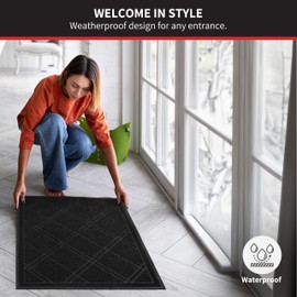 SlipToGrip SlipToGrip Universal Entryway Door Mat - 42 x 35 Inch Plaid Floor Mat for Indoor and Outdoor Use - No-Slip, Washable, Waterproof Rug for Front Door, Patio, or Garage