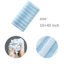 Exfoliating Body Scrubber, Back Scrubber for Shower Bath, Japanese Scrub Wash Cloth, Exfoliating Washcloth Towel for Men Women, Body Exfoliator Loofah Luffa Sponge Net Rag Back Washer (Blue)