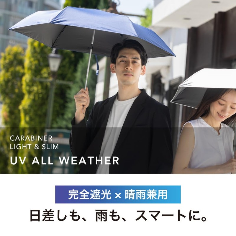 Parasol with Carabiner, Ultra Lightweight, Foldable, Rain or Shine, Unisex,