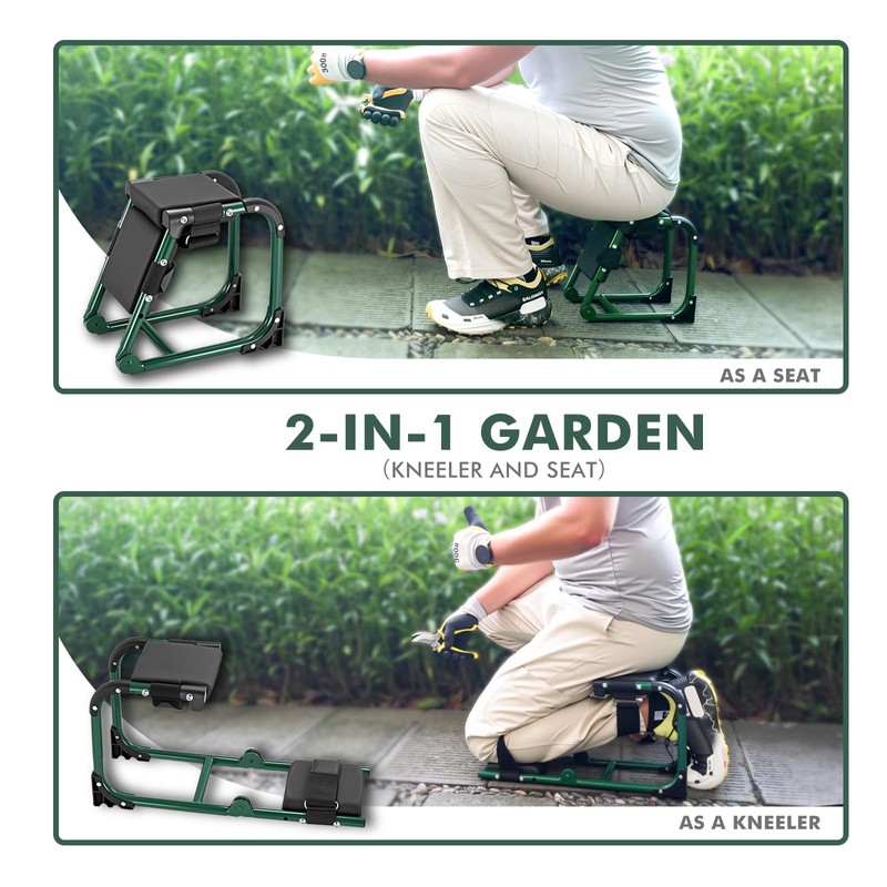 Tcoivs Knee Seat, Foldable Garden Kneeler and Seat, with Adjustable