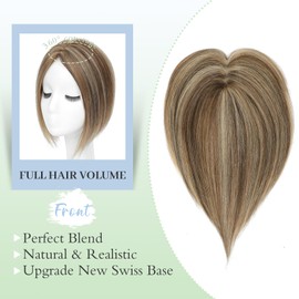 Hair Toppers for Women,Top Hairpieces 100% Remy Human Hair no Bangs,120% Density Swiss Base Clip In Topper 7x10CM Hair Extensions 10inch(4P27#)