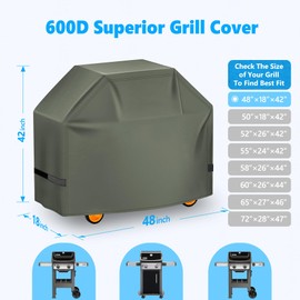 HomWanna Grill Cover 48 Inch - Superior BBQ Cover for Weber Spirit 2 BBQ Grill - 600D Outdoor Barbecue Cover Heavy Duty Waterproof for Weber Spirit II 200 Series, Spirit 200 and Spirit II E210 Grill