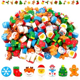 Lets Joy Children's Christmas Eraser, 200 Pieces Eraser, Children's Party Bags, Christmas Children's Eraser, Santa Claus, Snowflake, Snowman Eraser, Party Gifts, Games, School Prizes