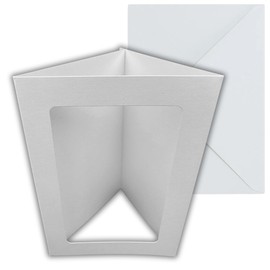 Stella Weds 10 Pack A6 White Rounded Oblong Aperture Card Blanks & Envelopes, Tri-Fold - 300gsm for DIY Greeting Cards, Invitations, Photo Display, and Craft Projects