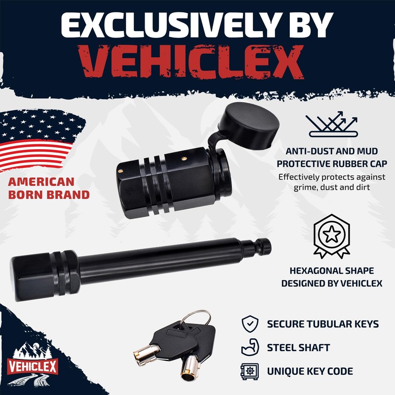 Vehiclex Twin Pack (2 Keyed Alike) Trailer Hitch Pin Locks