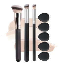 Make Up Pinsel Set, 3 Stück Schminkpinsel Puderpinsel Makeup Brushes Concealer Pinsel Kosmetikpinsel mit 5 Stück Puderquaste, Pinselset Makeup Professionelles