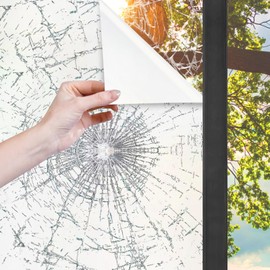 White Frosted Glass Window Film 17.5in X 9.84ft, Shackcom Security Tempered Glass Film Adhesive Anti-Shatter Privacy Window Film for Home, Office and Car (White Frosted)