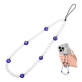 UZEXYO Beaded Phone Charm,Cell Phone String Strap,Evil Eye Beaded Lanyard Wrist Strap Gemstone Phone Charm Handmade Phone Chain Strap Keychain