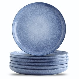 KOOV Ceramic Dinner Plates Set of 6,10.25 inch Large Dinner Plates Set, Porcelain Plates Set for Salad, Pasta, Restaurant, Dinner Plates, Kitchen Serving Dish Set, Reactive Glazed, Blue
