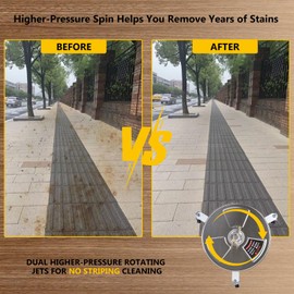 OCPTY 15" Pressure Washer Surface Cleaner with 3 Wheels 1/4" Quick Connector and Washer Accessories,4.0 GPM Pressure Washer Attachments for Concrete, Patio, Sidewalk, Deck and Driveways,4000 PSI