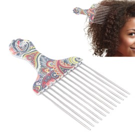 Metal Hair Pick, Metal Picks for Afro Hair, Women and Men Stainless Steel Comb, Wig Braid Detangle Hair Styling Tool(Waist flower K4)