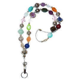 Short Super Slim Beaded Breakaway Lanyard, Made in USA Petite Women, ID Holder Badge Card Holder Teacher Keys Keyring Cruise Phone 28-30"