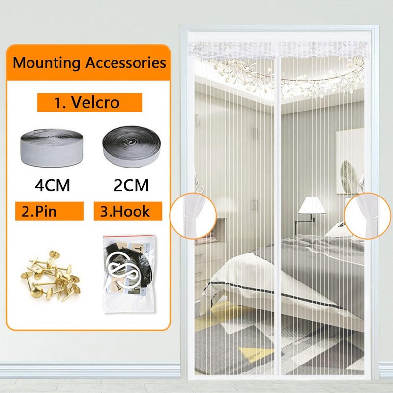 White Screen Doors with Magnets 80 x 200 cm, Fly
