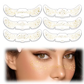 Glitter Freckles Face Tattoo, OIHCAZ 18pcs Gold Waterproof Sparkle Freckle Temporary Face Tattoos, Festival Glitter Accessories for Girls And Adults Makeup