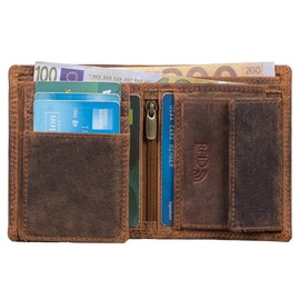Benthill Men's Genuine Leather Wallet - Men's Wallet Small with RFID Protection - Slim Wallet for Men - Genuine Vintage Leather, Brown - Tan (H)