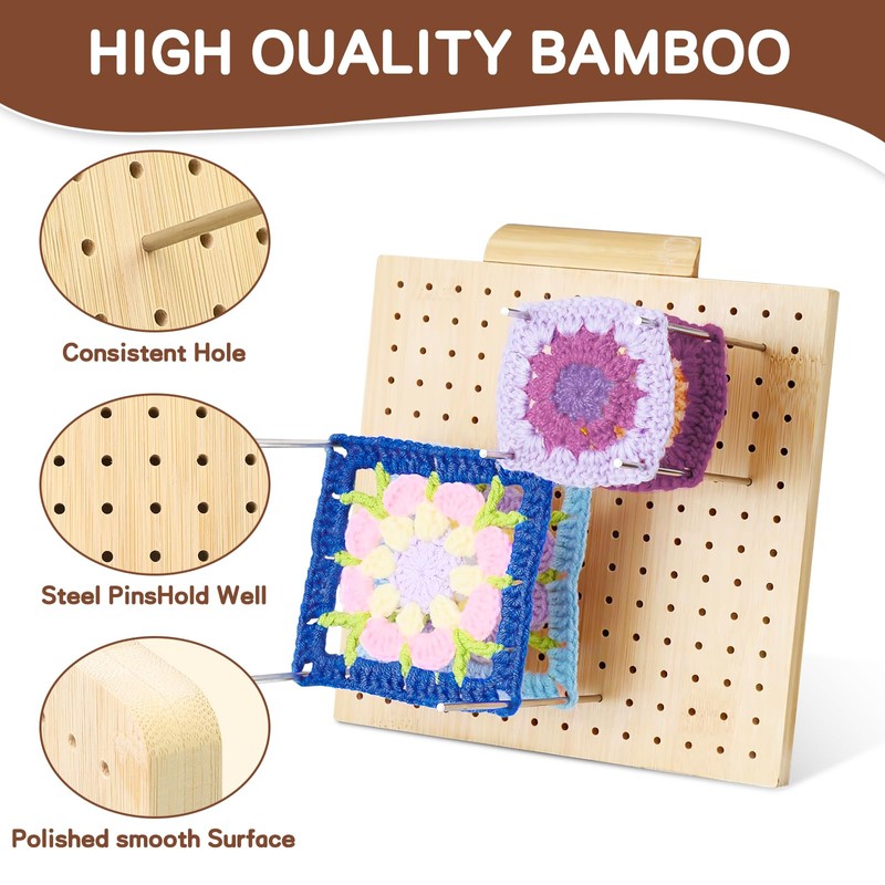 7.9 Inch Blocking Board Crochet Large, Handcrafted Wooden Blocking Board