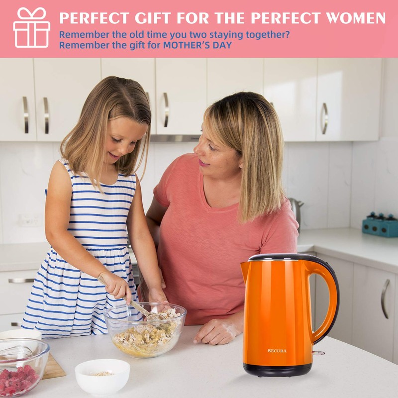 Secura Original Stainless Steel Double Wall Electric Water Kettle 1.8