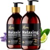 Premium Relaxing Massage Oil Twin Pack (500ml Total) - Indulgent Calming Formula, Featuring Lavender, Chamomile, Ylang Ylang & Bergamot, Fortified with Vitamin E, Grapeseed Oil Base, 2 x 250ml