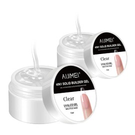 AIJIMEI 4in1 Nail Extension BuilderGel 15mlx2PCS Clear Nail Extension Gel Set Hard Gel for Nail Strengthen Nail Art Salon Home DIY (2PCS Clear)