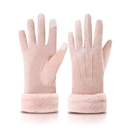 Knuffnee Women's Winter Gloves Fleece Lined Gloves Warm Touchscreen Gloves, pink