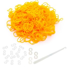 Toyland® Loom Band Refill Pack - 600 Neon Loom Bands with Clips & Hook Included (Dark Orange)