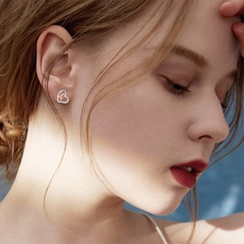 Sports/Music Earrings Sterling Silver Heart Sports Stud Earrings Jewelry Gifts for Women