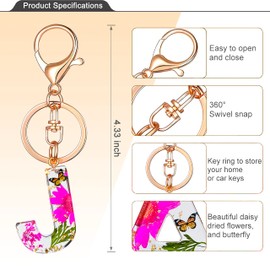 Initial Letter Butterfly Flower Pink Keychain Birthday gifts for Women Girl Backpack Wallet Car Key Cute Bling Keychain