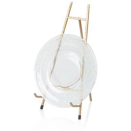 Red Co. 15” Tall Modern Metal Tripod Plate Stand and Art Holder Easel, Gold