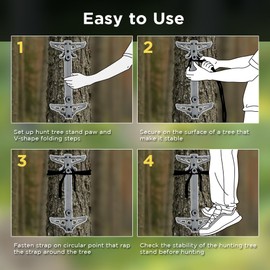 Sebnux Aluminum Hunting Climbing Stick Lightweight Hunting Climbing Step Non-Slip Tree Climbing Stick with Fold Up Steps (4, 18 Inch)