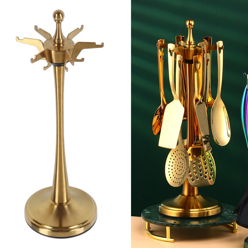 Kitchen Utensil Stand Stainless Steel Space Saving Rotatable Rustproof Kitchenware