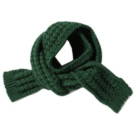 BEARUN Kids Knitted Scarf Winter Fashion Solid Color Toddler Baby Warm Scarves Wrap Neck Warmer for Girls Boys Green
