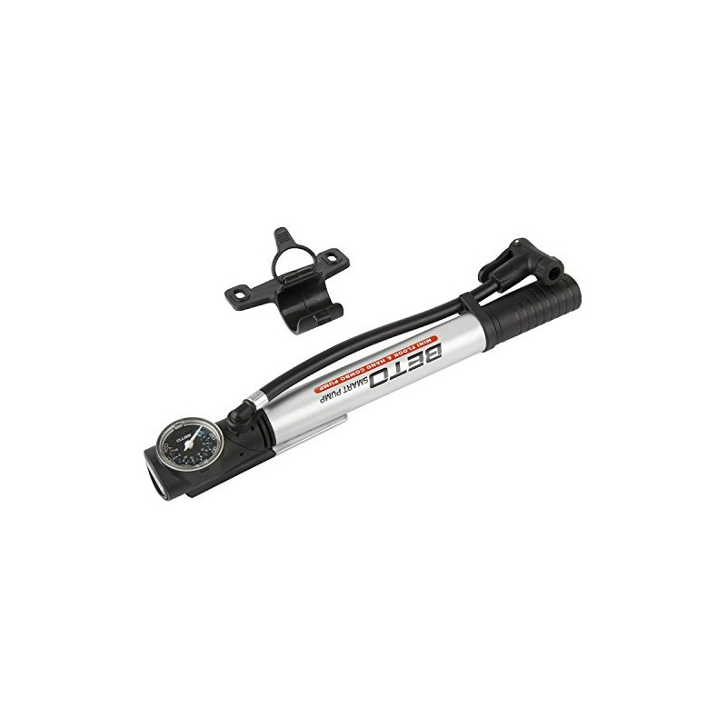 Beto Mini Floor Pump, Silver (Aluminium), 8.5 bars, Manual, Bicycle