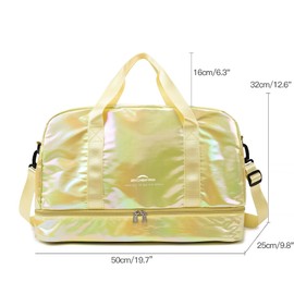 ZIOSINM Women's 40L Small Travel Bag Weekender Glitter Sports Bag with Shoe Compartment and Wet Compartment, Sauna Bag, Swimming Bag, Training Bag, Fitness Bag, Gym Travel Bag, yellow, Fashion