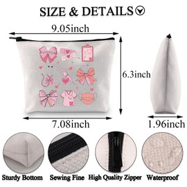 BDPWSS Coquette Nurse Gift Pink Bow Nurse Graduation Gift New Nurse Makeup Bag Nurse Appreciation Gift Nurse Life Toiletry Bag (Pink bow nurse bag)